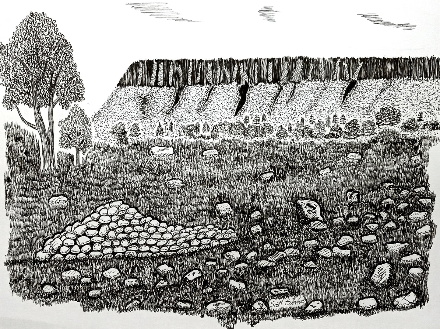 'Ben Bulben' Handcrafted Pen and Ink Art Print