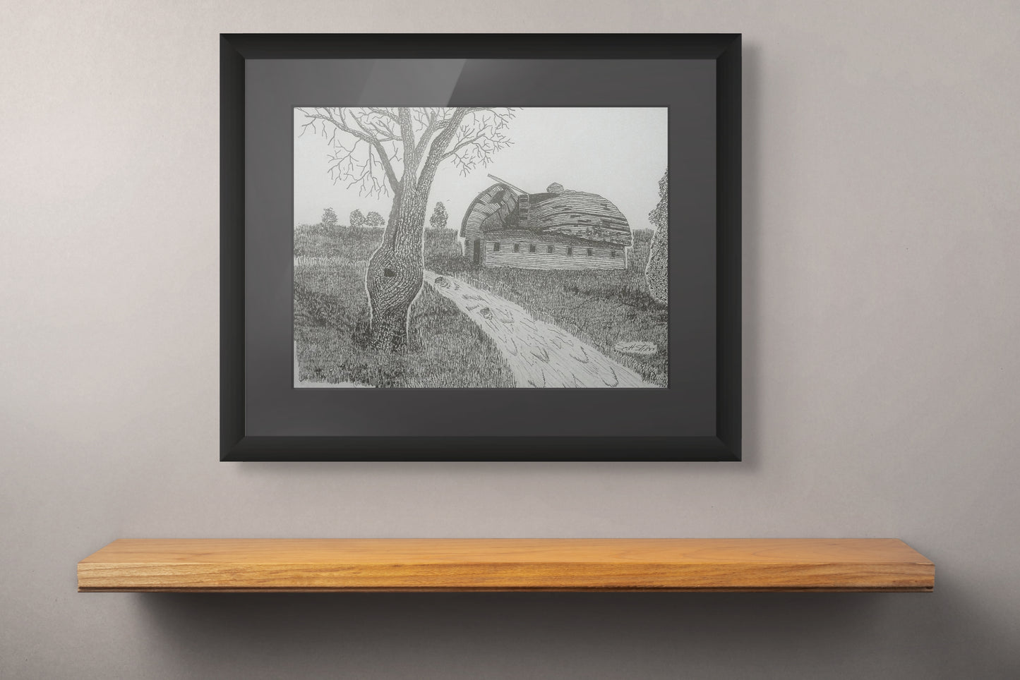 Framed print of the "Better Days" pen and ink drawing