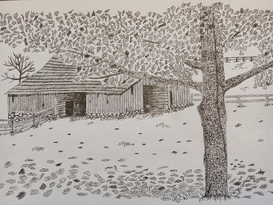 'Autumn in Lansdale' Handmade Pen and Ink Art Print