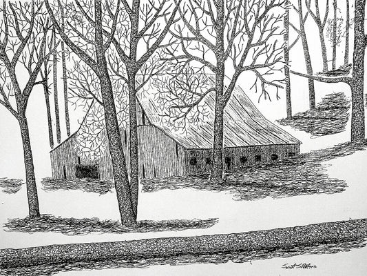 'Echoes of Fall' Handcrafted Pen and ink Art Print