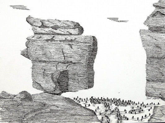 'Garden of the Gods 1' Handcrafted Pen and Ink Art Print