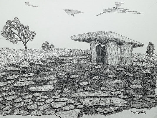'Poulnabrone Dolmen" Handcrafted Pen and Ink Art Print