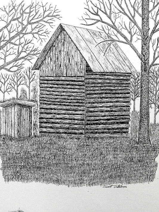 'The Privy' Handcrafted Pen and Ink Art Print