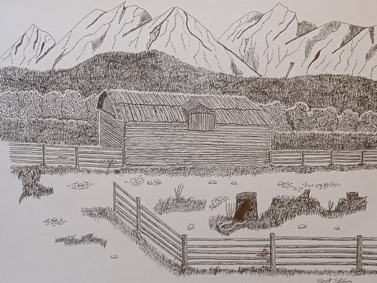 'River Valley' Original Pen and Ink Drawing