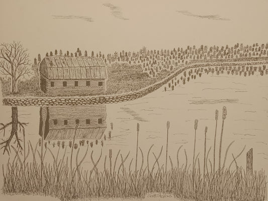 'Jamison's Lake' Original Pen and Ink Drawing