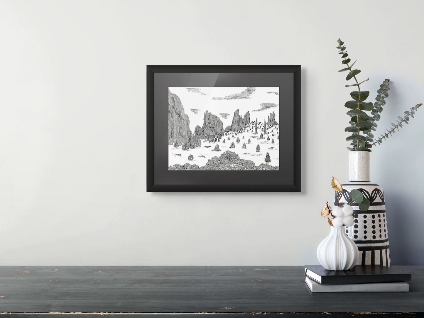 Framed print of rock formations